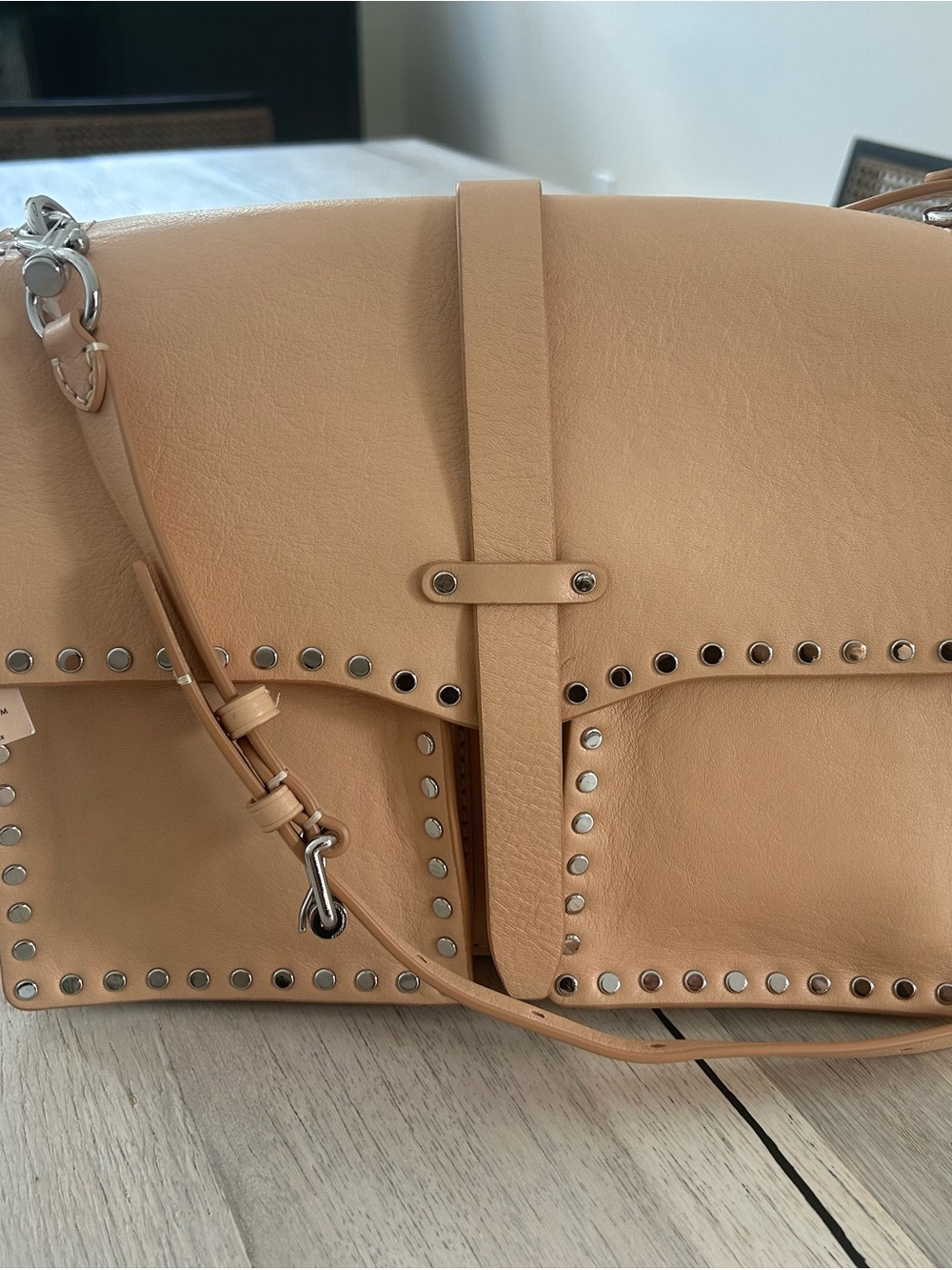 Rebeca Minkoff Women’s Tan Leather Studded Crossbody Bag